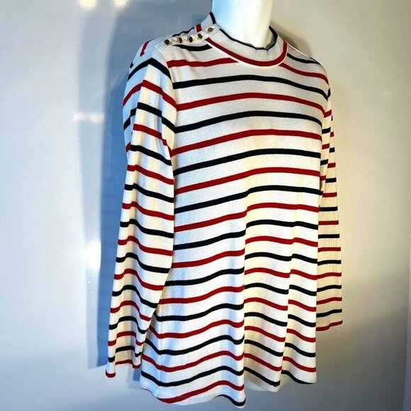 Lane Bryant SZ18/20 Blk Red White Stripe Sweater Parisian Capsule Preppy Academi - Picture 1 of 11